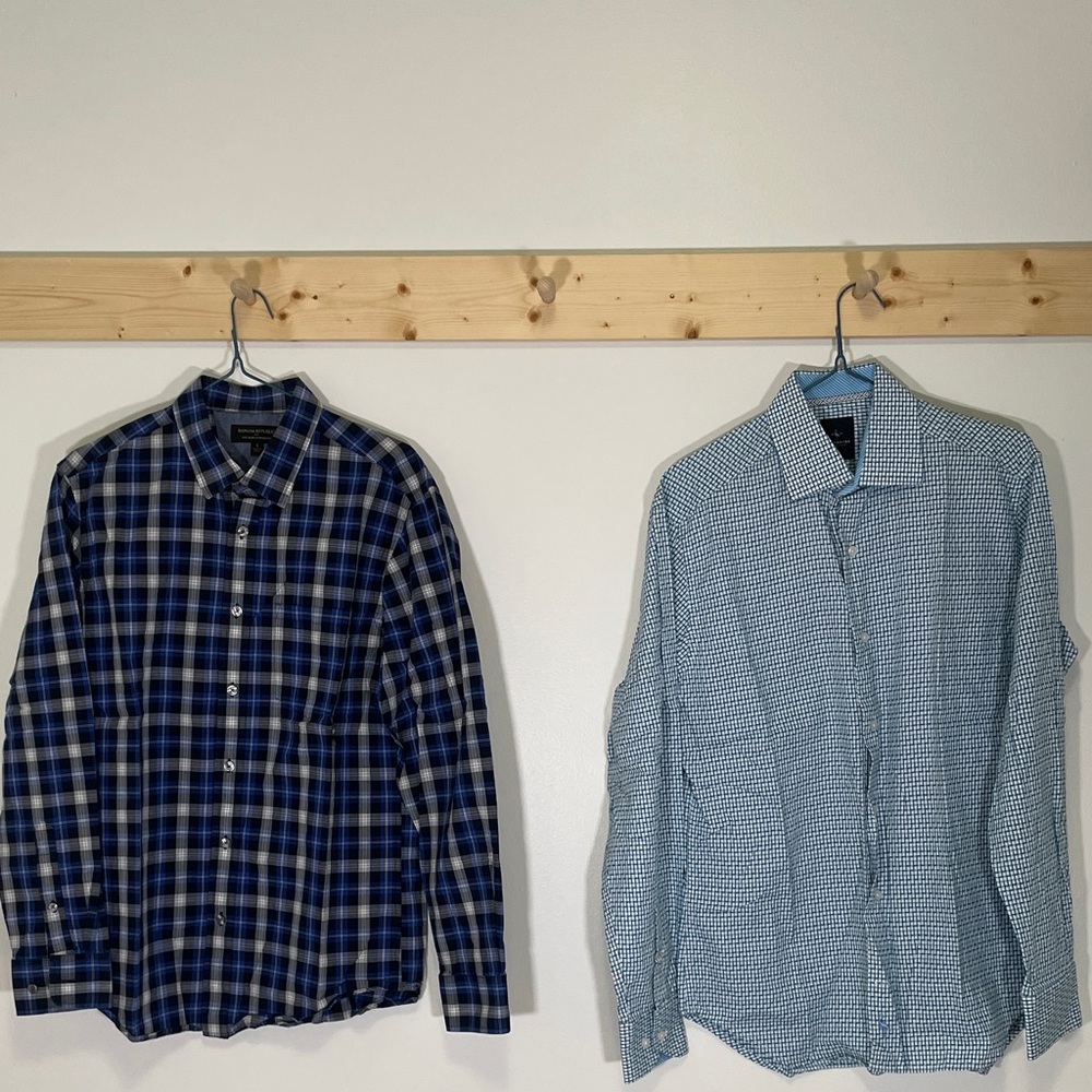 2 Tailorbyrd Light Blue Banana Republic Navy shirts